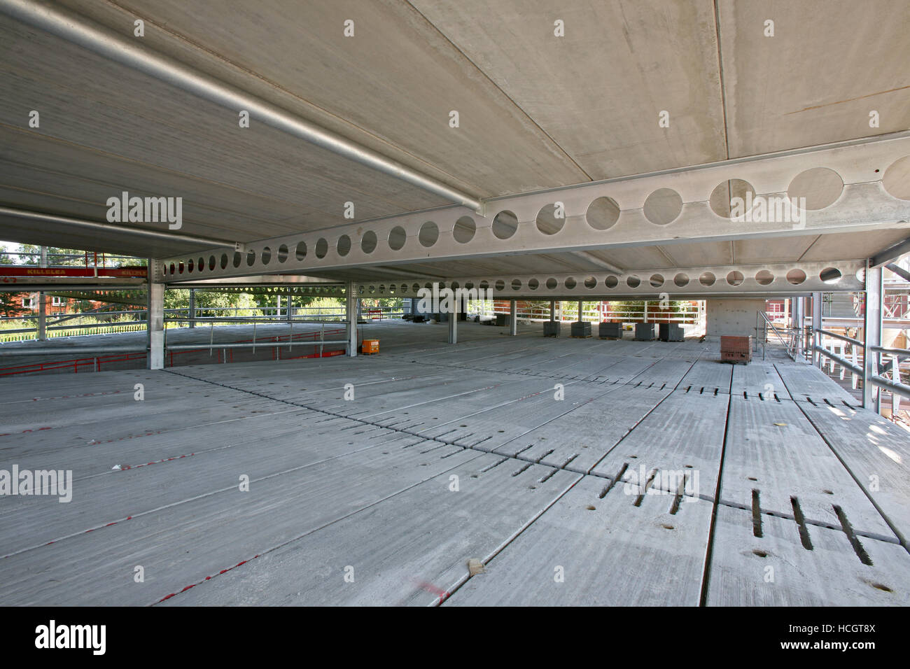 Construction site, PCC precast plank floor deck 